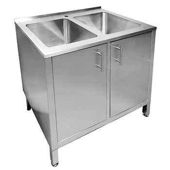 Стол медицинский с двойной мойкой габариты 900х600х850 мм фото  в интернет-магазине Санкомп