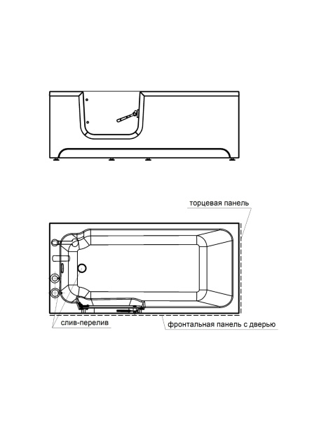 Ванна для инвалидов и пожилых со стеклянной дверцей лежачая левая 1680х800х610 мм, 22773  фото  в интернет-магазине Санкомп