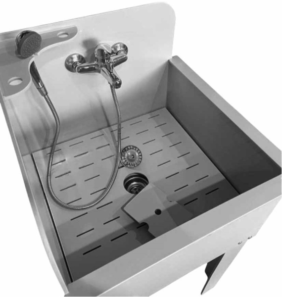 Ванна для груминга для собак с экраном 600х600х1170 мм СО СМЕСИТЕЛЕМ И ПОДДОНОМ 18247 фото  в интернет-магазине Санкомп