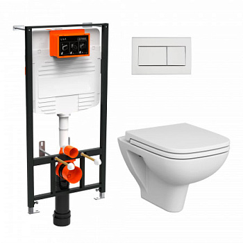 Унитаз подвесной с сидением МИКРОЛИФТ с инсталляцией с кнопкой фото  в интернет-магазине Санкомп