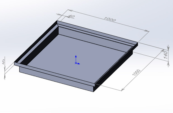 Поддон AISI 304 толщина 1 мм 1000х1000х140 мм (по размерам заказчика), 25056 фото  в интернет-магазине Санкомп