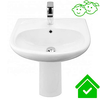 Умывальник на пьедестале ДЕТСКИЙ Малыш 50 см ПОЛУКРУГЛЫЙ (400х500х630) 26180 фото  в интернет-магазине Санкомп