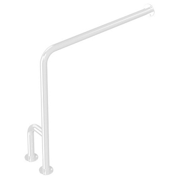 Поручень настенный с двойной опорой на пол из стали 900х220х750 ПРАВЫЙ, 23651 фото  в интернет-магазине Санкомп