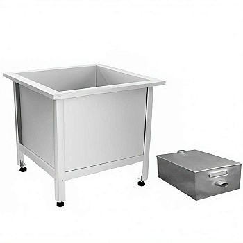 Слив технический из нержавеющей стали 730х730х600 мм С ПЕСКОУЛОВИТЕЛЕМ 17 литров, 18171 фото  в интернет-магазине Санкомп