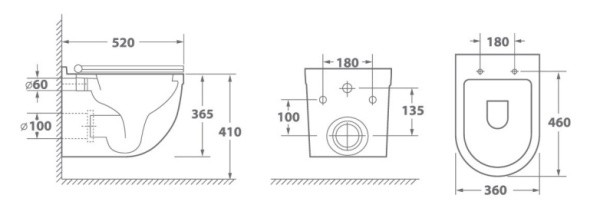 Унитаз подвесной БЕЗОБОДКОВЫЙ (520х360х365) С СИДЕНЬЕМ МИКРОЛИФТ фото  в интернет-магазине Санкомп