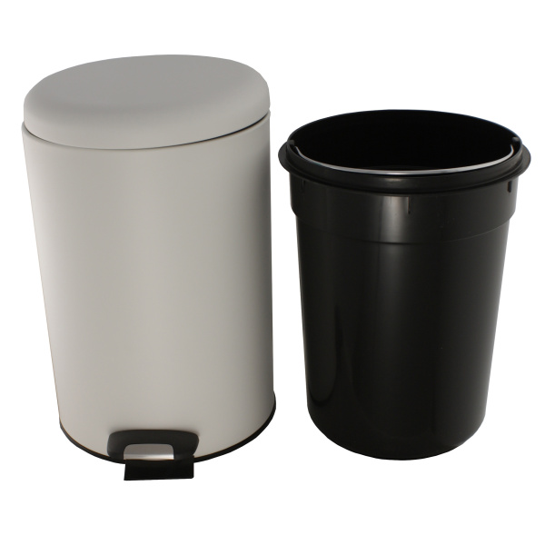 Ведро из нержавеющей стали с подъёмной крышкой 12 литров Белое, 21218 фото  в интернет-магазине Санкомп