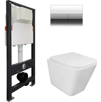 Унитаз подвесной с системой смыва с быстросъемным сиденьем микролифт, инсталляция с кнопкой  фото  в интернет-магазине Санкомп