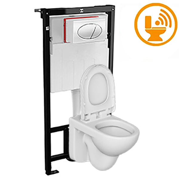 Унитаз ДЕТСКИЙ подвесной сиденье с крышкой с инсталляцией с кнопкой СЕНСОРНЫЙ, 20694  фото  в интернет-магазине Санкомп