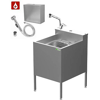 Видуар консольный нержавейка c бачком выпуск 100 мм смеситель бачок гигиенический НЕРЖАВЕЙКА, 20918  фото в интернет-магазине СанКомп www.sancomp.ru