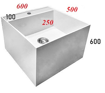 Поддон для уборочного инвентаря глубина 250 мм 600х500х600 мм с полочкой для смесителя 100 мм, 24246 фото  в интернет-магазине Санкомп