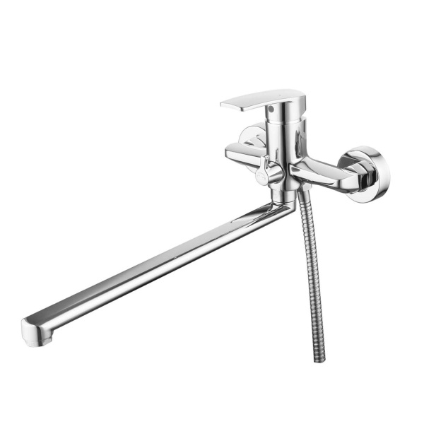 Смеситель для ванны настенный ОДНОРЫЧАЖНЫЙ, излив поворотный 35 см, режим лейка, 22264 фото  в интернет-магазине Санкомп