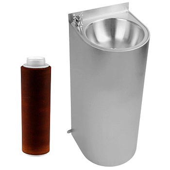 Фонтанчик питьевой кнопочный напольный 1 чаша Х/В, С/Ф, Б/УФ, Б/Г, Б/ТО, AISI 304, 365х365х832 25875 фото  в интернет-магазине Санкомп