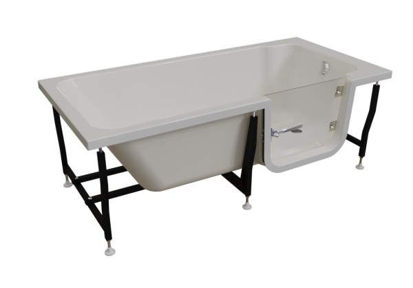 Ванна для инвалидов и пожилых со стеклянной дверцей лежачая правая 1680х800х610 мм, 22770  фото  в интернет-магазине Санкомп