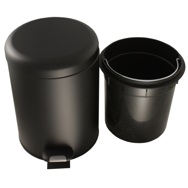 Ведро из нержавеющей стали с подъёмной крышкой 5 литров Черное, 21215 фото  в интернет-магазине Санкомп