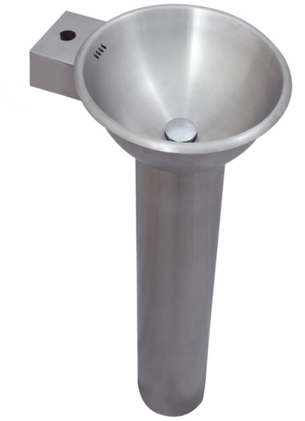 Раковина на пьедестале антивандальная из нержавеющей стали КРУГЛАЯ С/О, С/П 510х426х810  фото  в интернет-магазине Санкомп