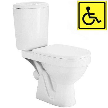 Унитаз-компакт для инвалидов МГН, КОСОЙ, 670х350х865 (450), 2 РЕЖИМА, СИДЕНЬЕ ПП, 20371  фото  в интернет-магазине Санкомп