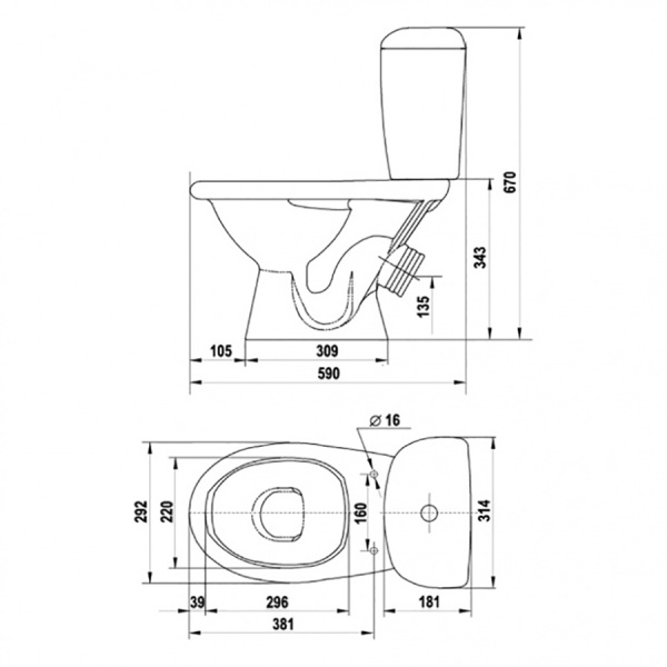 Унитаз-компакт детский с косым выпуском (590х314х670(343)) БОЖЬЯ КОРОВКА,12641 фото  в интернет-магазине Санкомп