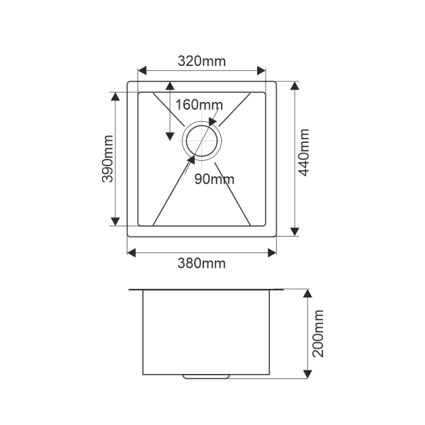 Мойка врезная нержавейка 380х440x200 мм Б/О МАТОВАЯ с сифоном, 20866 фото  в интернет-магазине Санкомп