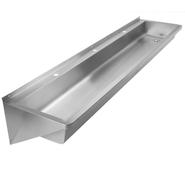 Хирургическая мойка 3х секционная из нержавеющей стали с 3 отверстиями под смеситель 2400х420х300 мм фото  в интернет-магазине Санкомп