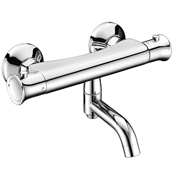 Смеситель для ванны и душа настенный ТЕРМОСТАТИЧЕСКИЙ поворотный излив, 25070 фото  в интернет-магазине Санкомп