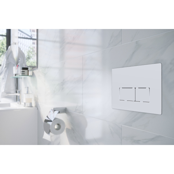 Кнопка смыва двойная, квадратная, цвет белый 22444 фото  в интернет-магазине Санкомп