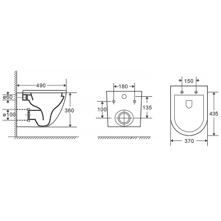 Унитаз подвесной БЕЗОБОДКОВЫЙ (370х490х360) С СИДЕНЬЕМ МИКРОЛИФТ 22572  фото  в интернет-магазине Санкомп