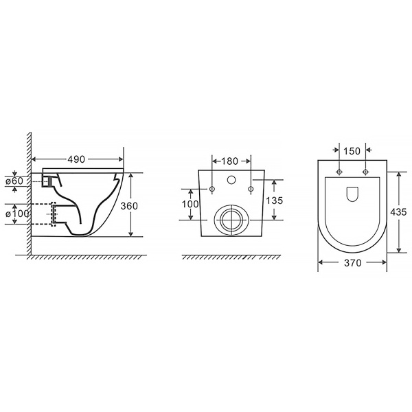 Унитаз подвесной БЕЗОБОДКОВЫЙ (370х490х360) С СИДЕНЬЕМ МИКРОЛИФТ 22572  фото  в интернет-магазине Санкомп