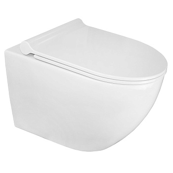 Унитаз подвесной БЕЗОБОДКОВЫЙ (490х360х360) С УЛЬТРАТОНКИМ СИДЕНЬЕМ МИКРОЛИФТ 22559  фото  в интернет-магазине Санкомп