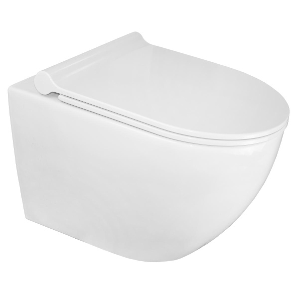 Унитаз подвесной БЕЗОБОДКОВЫЙ (490х360х360) С УЛЬТРАТОНКИМ СИДЕНЬЕМ МИКРОЛИФТ 22559  фото  в интернет-магазине Санкомп