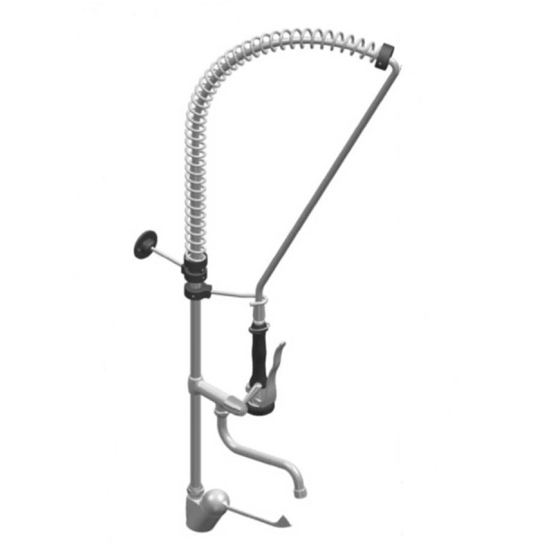 Смеситель ЛОКТЕВОЙ (ХИРУРГИЧЕСКИЙ) настольный С ДУШИРУЮЩИМ УСТРОЙСТВОМ и ПОВОРОТНЫМ ИЗЛИВОМ фото  в интернет-магазине Санкомп