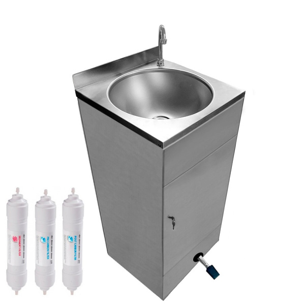 Фонтанчик питьевой педальный напольный 1 чаша Х/В, С/Ф, Б/УФ, Б/Г, Б/ТО, AISI 304, 400х400х870 27041 фото  в интернет-магазине Санкомп