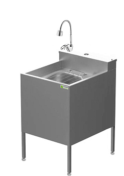 Видуар консольный из нержавейки AISI 304 c бачком выпуск 100 мм, смесителем с гибким изливом, 20732 фото в интернет-магазине СанКомп www.sancomp.ru