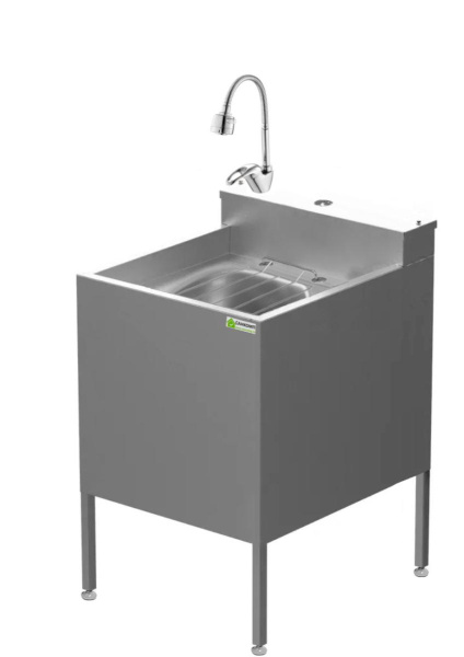Видуар консольный из нержавейки AISI 304 c бачком выпуск 100 мм, смесителем с гибким изливом, 20732 фото в интернет-магазине СанКомп www.sancomp.ru