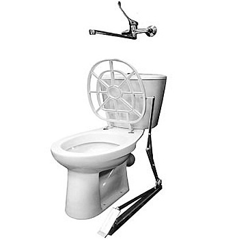 Слив технический СТ-0 компакт косой, решетка пластик, педаль, смеситель локтевой 40 см, 12967 фото  в интернет-магазине Санкомп