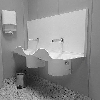 Мойка (умывальник) хирургическая 2-х местная из искусственного камня габарит 1600х560х1160 мм, 24896 фото  в интернет-магазине Санкомп