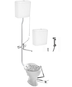 Видуар ВОРОНКООБРАЗНЫЙ, высокий бачок и бачком для раствора КЕРАМИКА, ПЕДАЛЬ и СМЕСИТЕЛЬ, 2765 фото в интернет-магазине СанКомп www.sancomp.ru