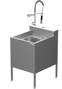 Видуар консольный из нержавеющей стали AISI 304 c бачком, смесителем с душирующим устройством, 20729 фото в интернет-магазине СанКомп www.sancomp.ru