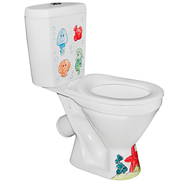 Унитаз-компакт детский с косым выпуском с рисунком (580х300х670(340)),18434  фото  в интернет-магазине Санкомп