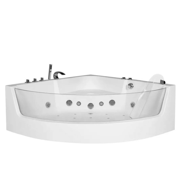 Ванна акриловая угловая гидромассажная с каркасом и стеклянной стенкой 1500х1500 мм, 26714 фото  в интернет-магазине Санкомп