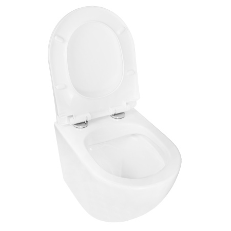 Унитаз подвесной БЕЗОБОДКОВЫЙ (360х480х350) С СИДЕНЬЕМ МИКРОЛИФТ ПОЛИПРОПИЛЕН 22569  фото  в интернет-магазине Санкомп