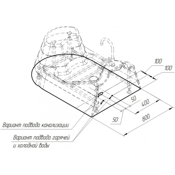 Ногомойка акриловая 1200х800 мм, 16023 фото  в интернет-магазине Санкомп