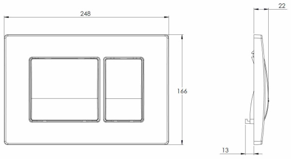 Кнопка смыва двойная, хром глянец 22428 фото  в интернет-магазине Санкомп
