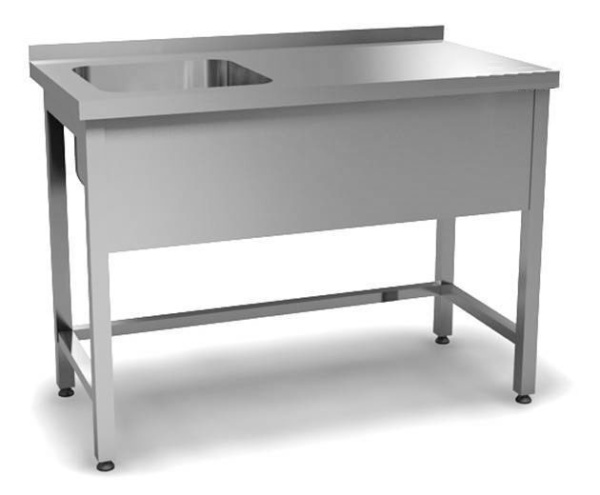 Ванна моечная AISI 304-0,8мм цельнотянут 1 секция 400х500х250 с крылом, Б/О, без полки, 600х1000х870 фото  в интернет-магазине Санкомп