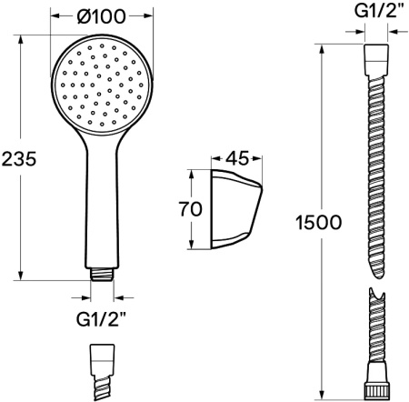 Смеситель для ванны настенный ОДНОРЫЧАЖНЫЙ, излив литой, длина излива 162 мм, лейка 1 режим, 22761 фото  в интернет-магазине Санкомп