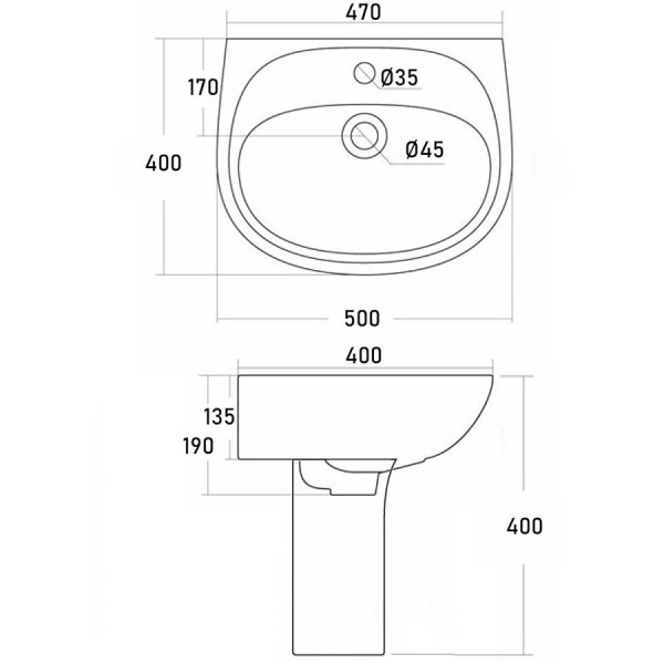Умывальник на пьедестале ДЕТСКИЙ С/О, С/П 50 см ПОЛУКРУГЛЫЙ (400х500х400) для детей до 4 лет, 20905 фото  в интернет-магазине Санкомп