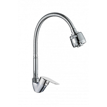 Смеситель настольный ВЫСОКИЙ ГИБКИЙ излив, картридж 35 мм,аэратор 2 режима (ЭКОНОМ), 13649 фото  в интернет-магазине Санкомп