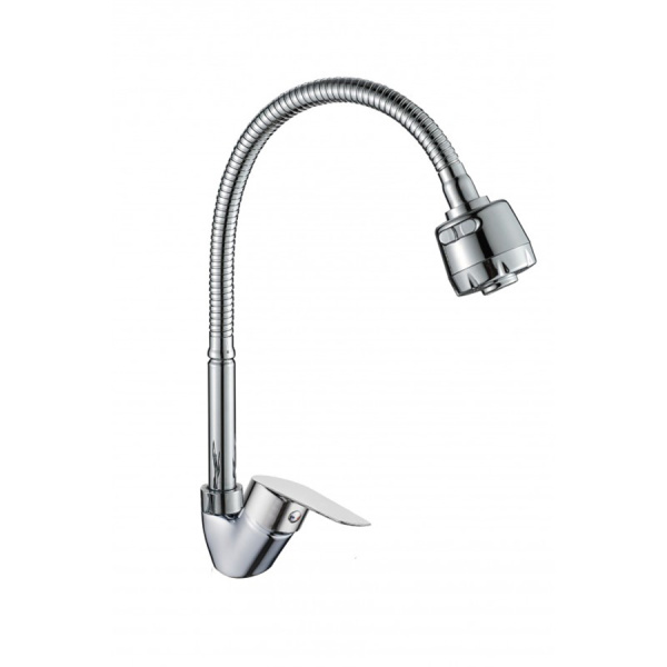 Смеситель настольный ВЫСОКИЙ ГИБКИЙ излив, картридж 35 мм,аэратор 2 режима (ЭКОНОМ), 13649 фото  в интернет-магазине Санкомп