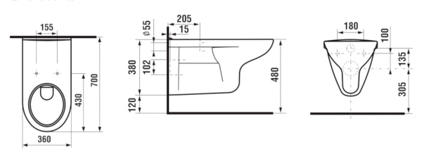Унитаз подвесной удлинненый (700х360х360) С СИДЕНИЕМ БЕЗ КРЫШКИ С ПОРУЧНЕМ СО СПИНКОЙ фото  в интернет-магазине Санкомп