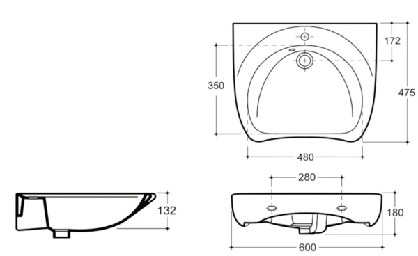 Комплект Умывальник для инвалидов с изменяемым наклоном (600х475х180) без смесителя, 24882 фото  в интернет-магазине Санкомп