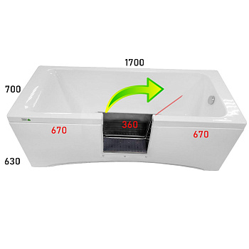 Ванна с дверцей 1700х700х630 мм СЛИВ СПРАВА, ДВЕРЦА ПО ЦЕНТРУ, ОТКРЫТИЕ НАПРАВО, 25746 фото  в интернет-магазине Санкомп